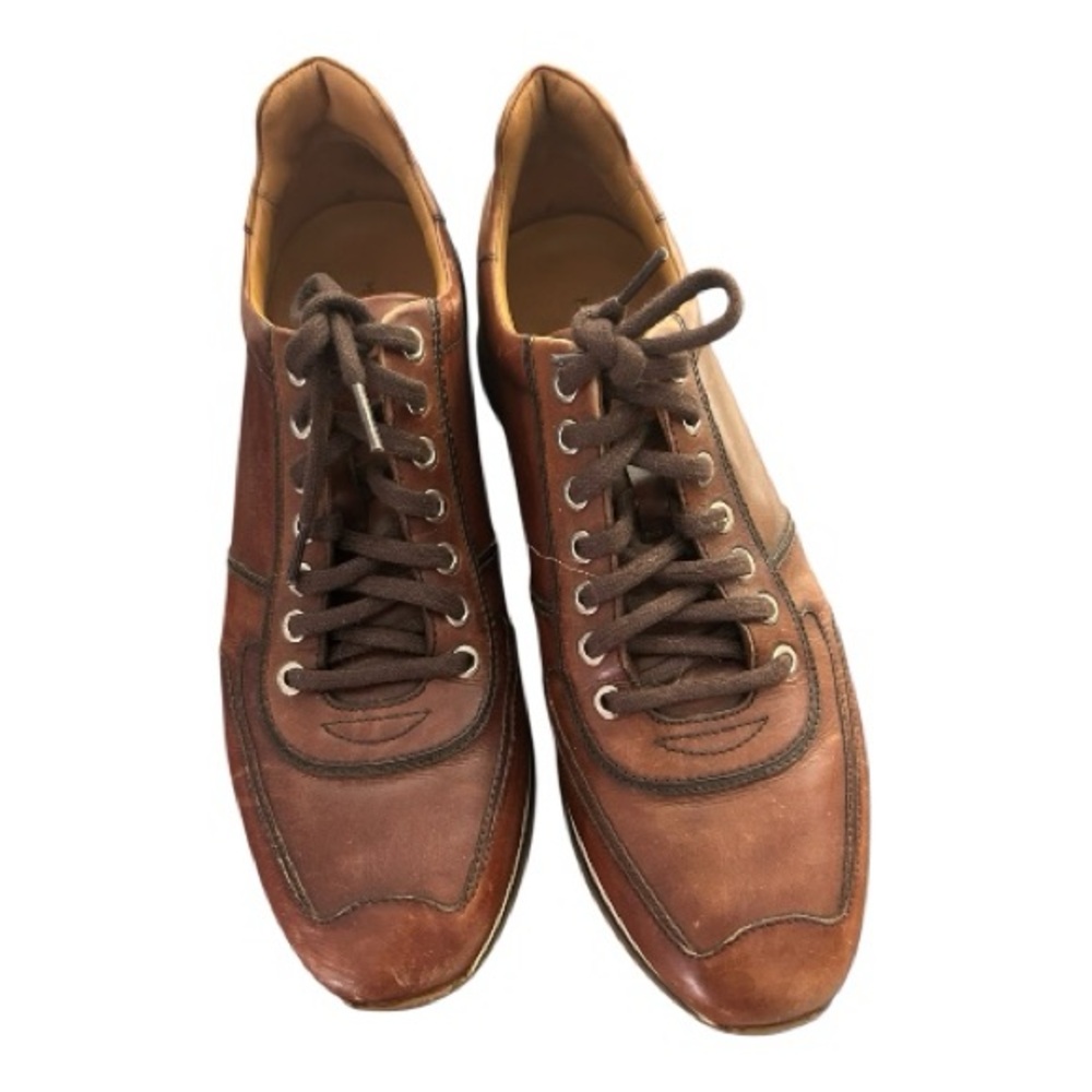 Magnanni Men's Brown Leather Lace-Up Sneakers